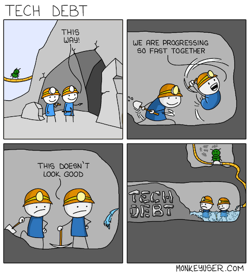 Tech debt comic from monkeyuser.com